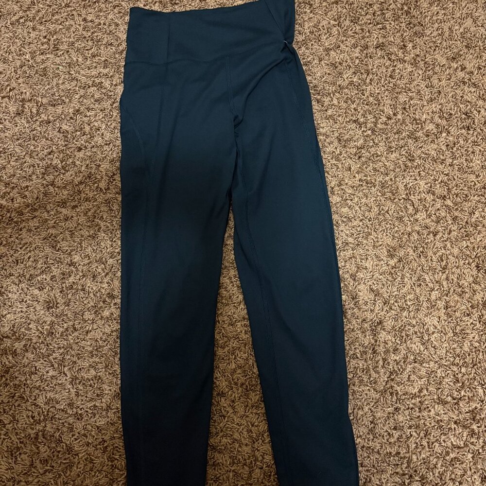 Girlfriend Collective Leggings Small Teal Green Ankle Length Polyester Blend